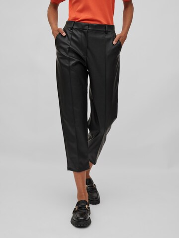 VILA Regular Trousers with creases 'Dagmar' in Black: front
