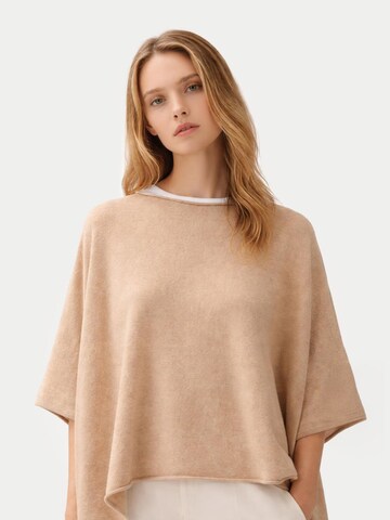 GOBI Cashmere Sveter 'Women's Timeless Knitted Poncho' - Béžová: predná strana