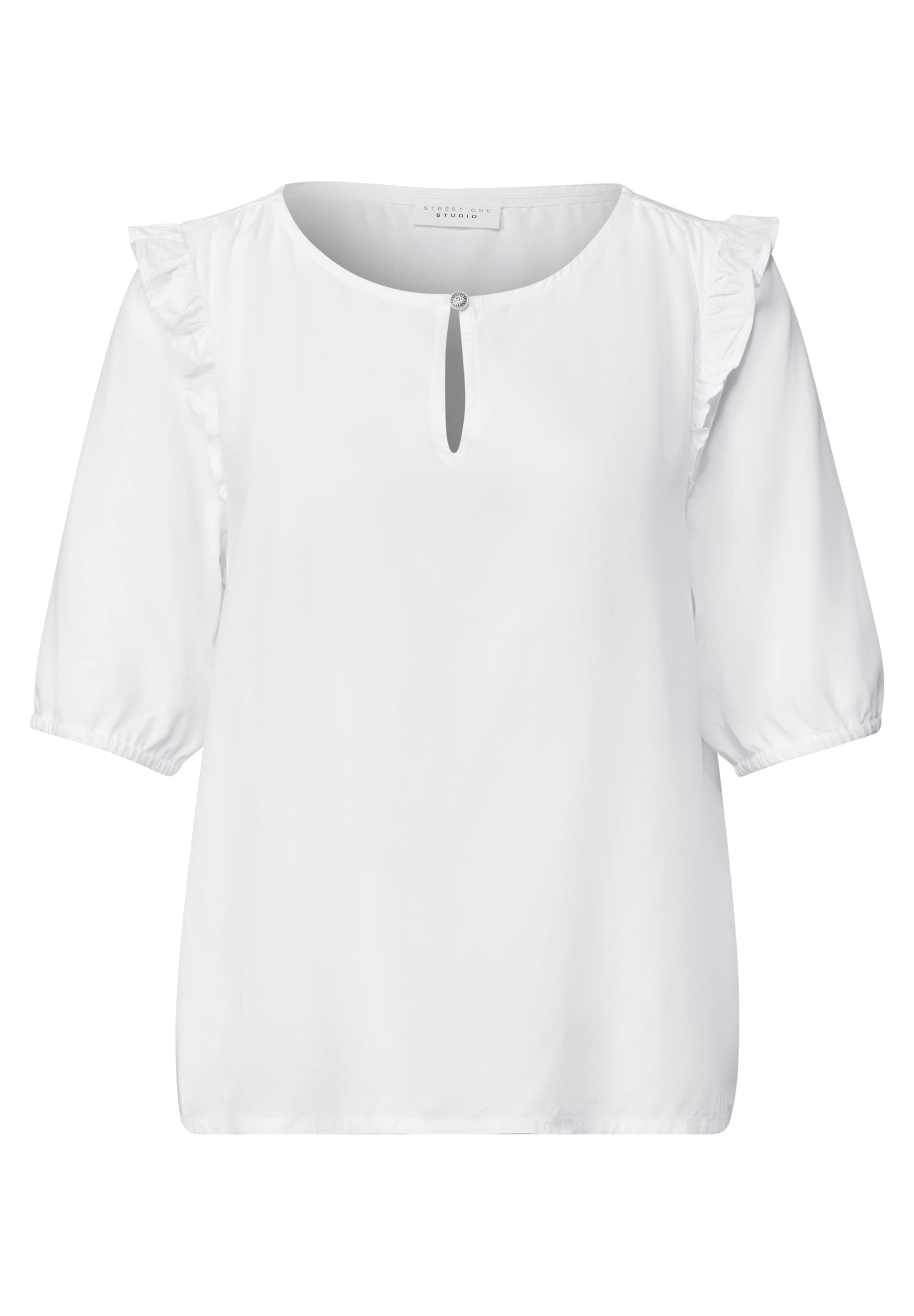 Street One Studio Kurzarm Bluse mit Volant-Details in XS in weiß, Produktansicht