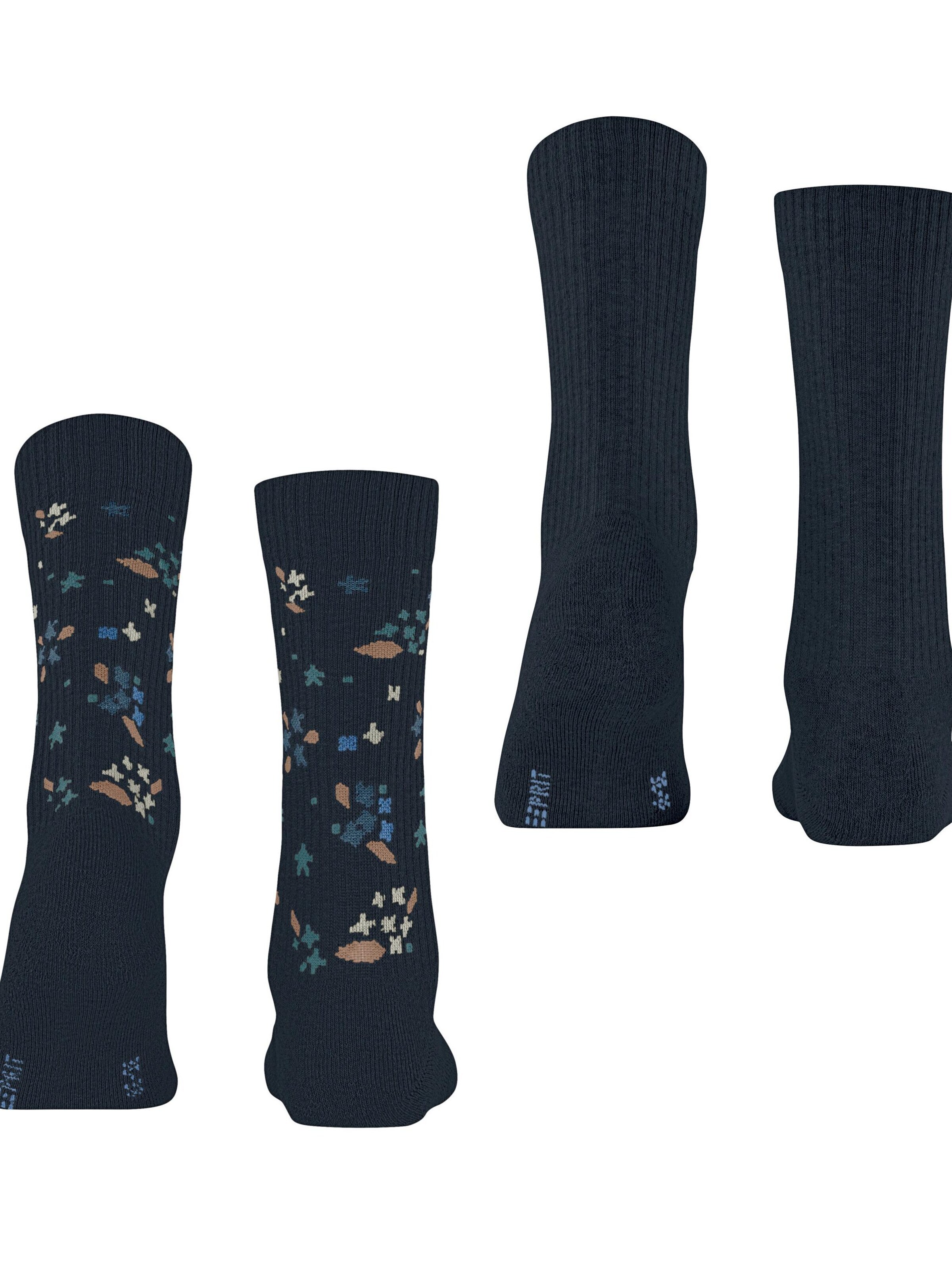 ESPRIT Socks 'Flower Rib 2-Pack' in Blue