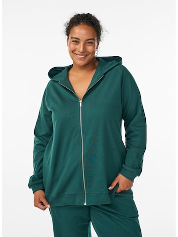 Zizzi - Sudadera con cremallera 'Ani' en verde