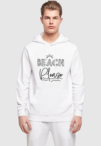 Merchcode Sweatshirt 'Beach Please' in Wit: voorkant