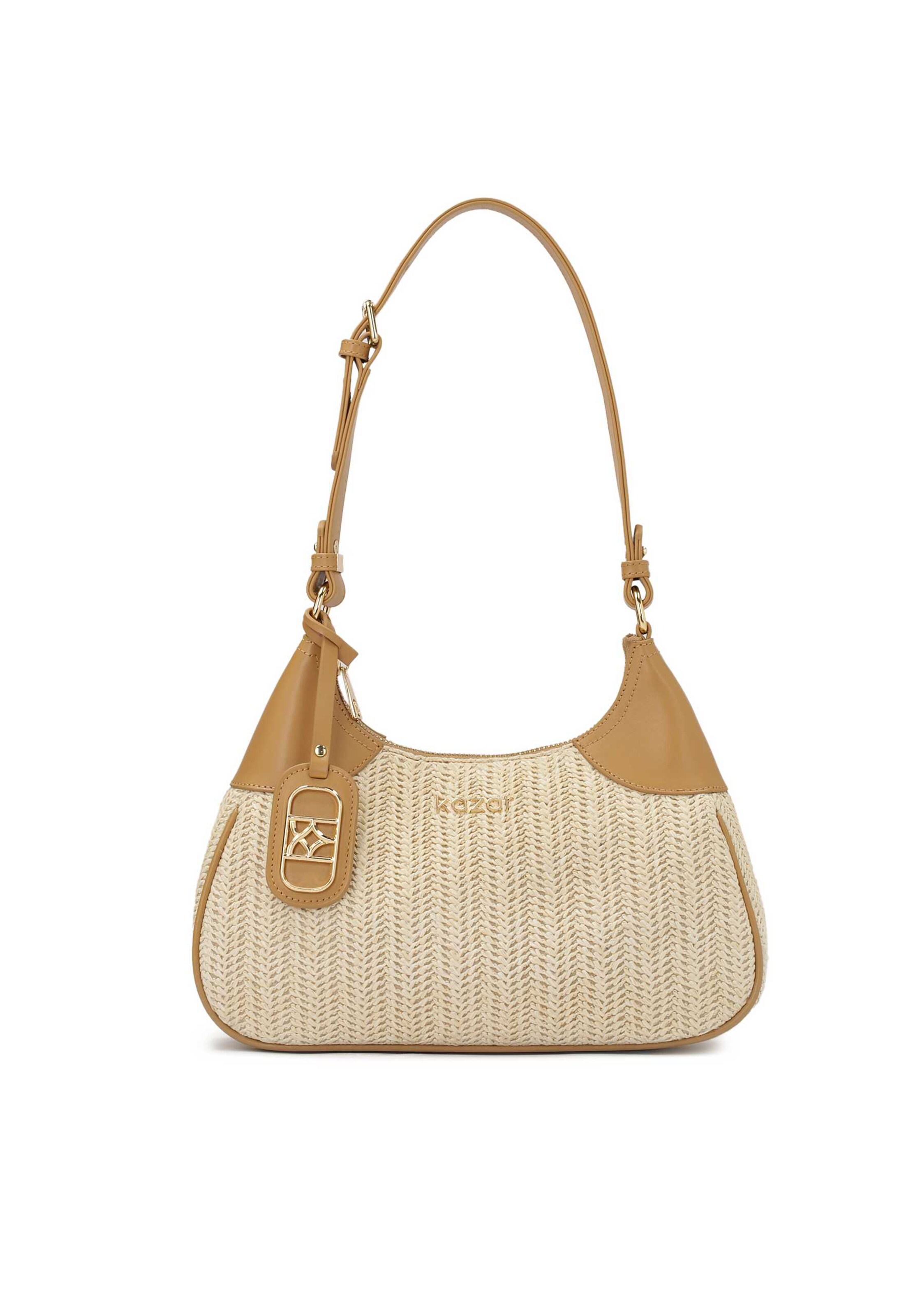 Borsa a spalla di Kazar in beige: frontale