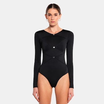 OW Collection Shirt Bodysuit 'Chiara' in Black: front