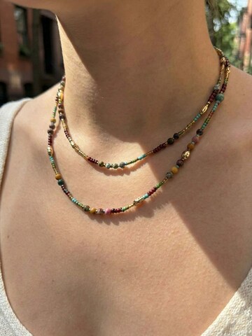 Nemomatheo Necklace 'Wandering Spirit – Mehrfarbige Natursteinkette' in Gold