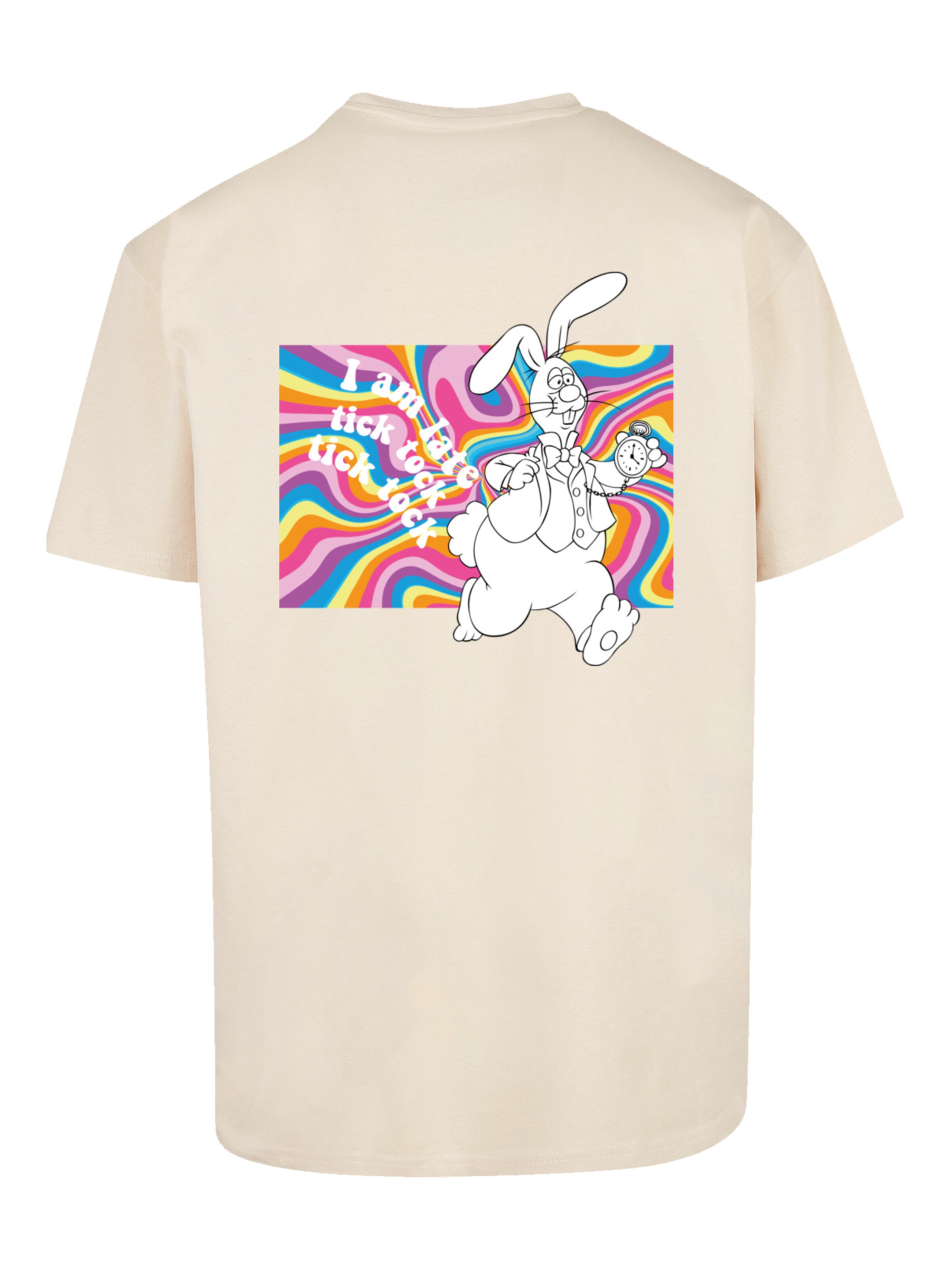 T-Shirt 'Alice im Wunderland Uhr Hase Heroes of Childhood' F4NT4STIC en beige