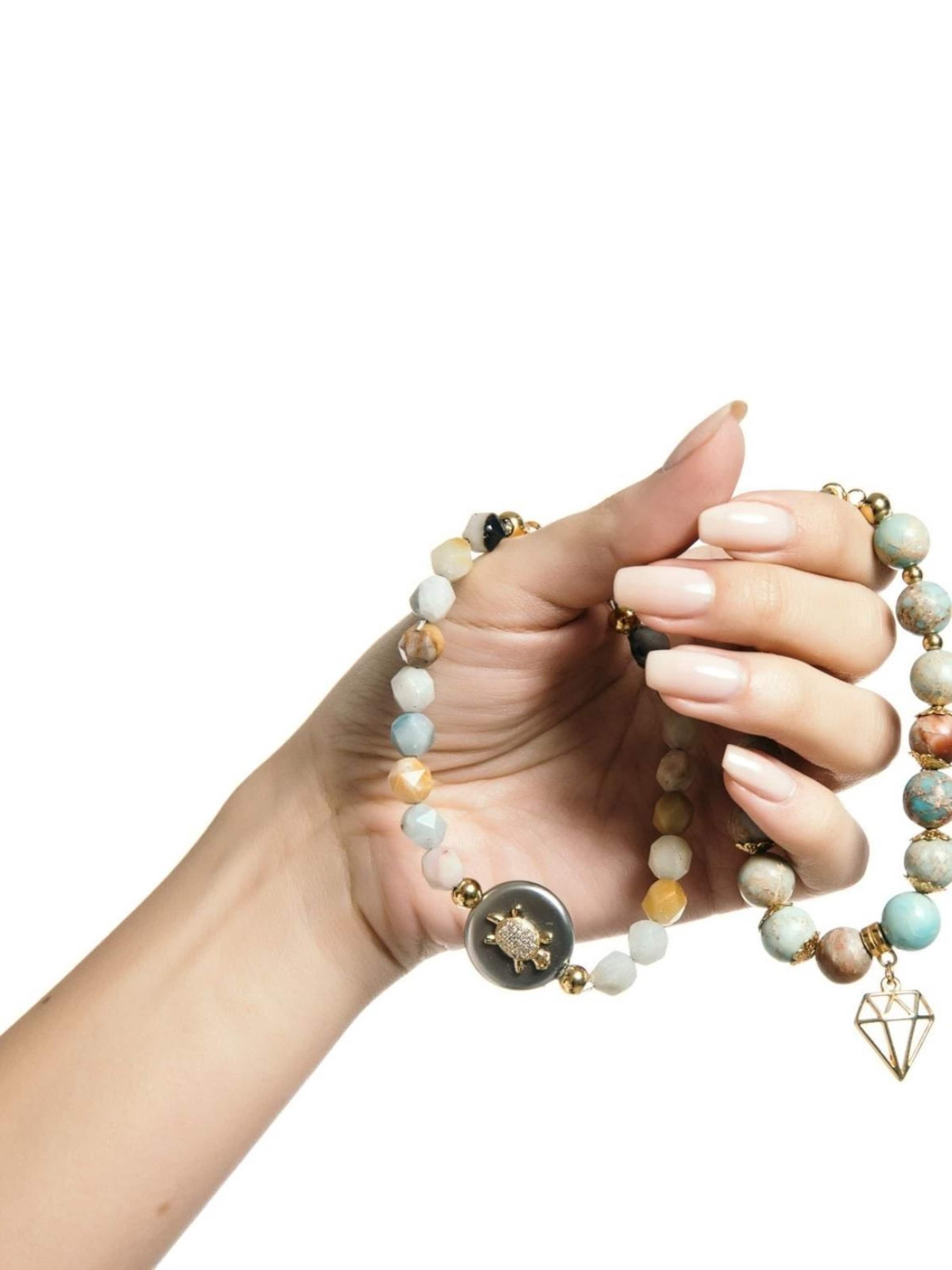 THE GEM STORIES JEWELRY - Pulsera en beige: frente