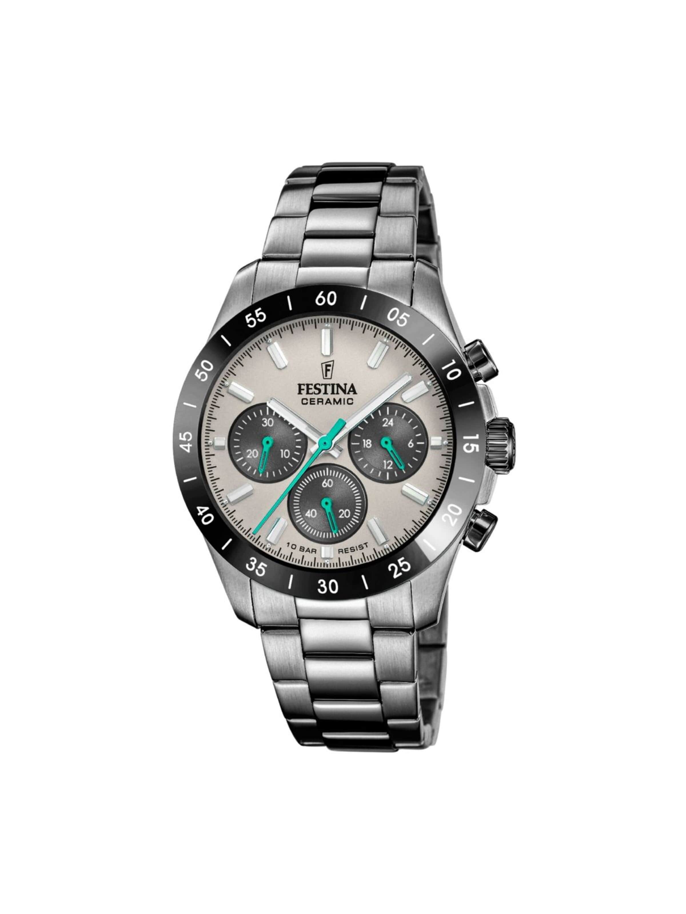 FESTINA Analogové hodinky 'Chronograph Ceramic' – šedá: přední strana
