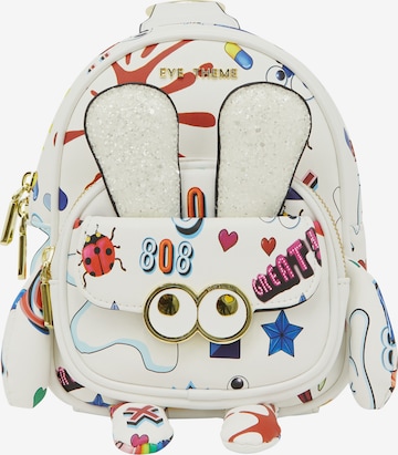 MYMO - Mochila 'Pop Eyetheme' em branco: frente