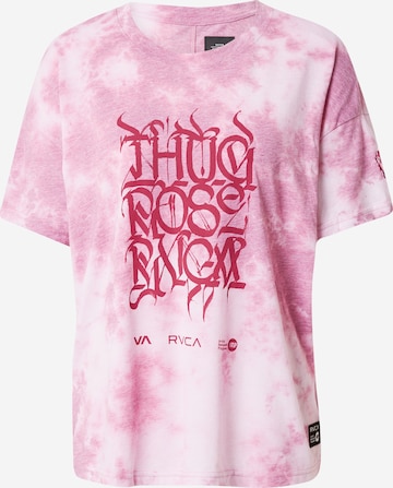 T-shirt 'THUG ROSE' RVCA en rose : devant