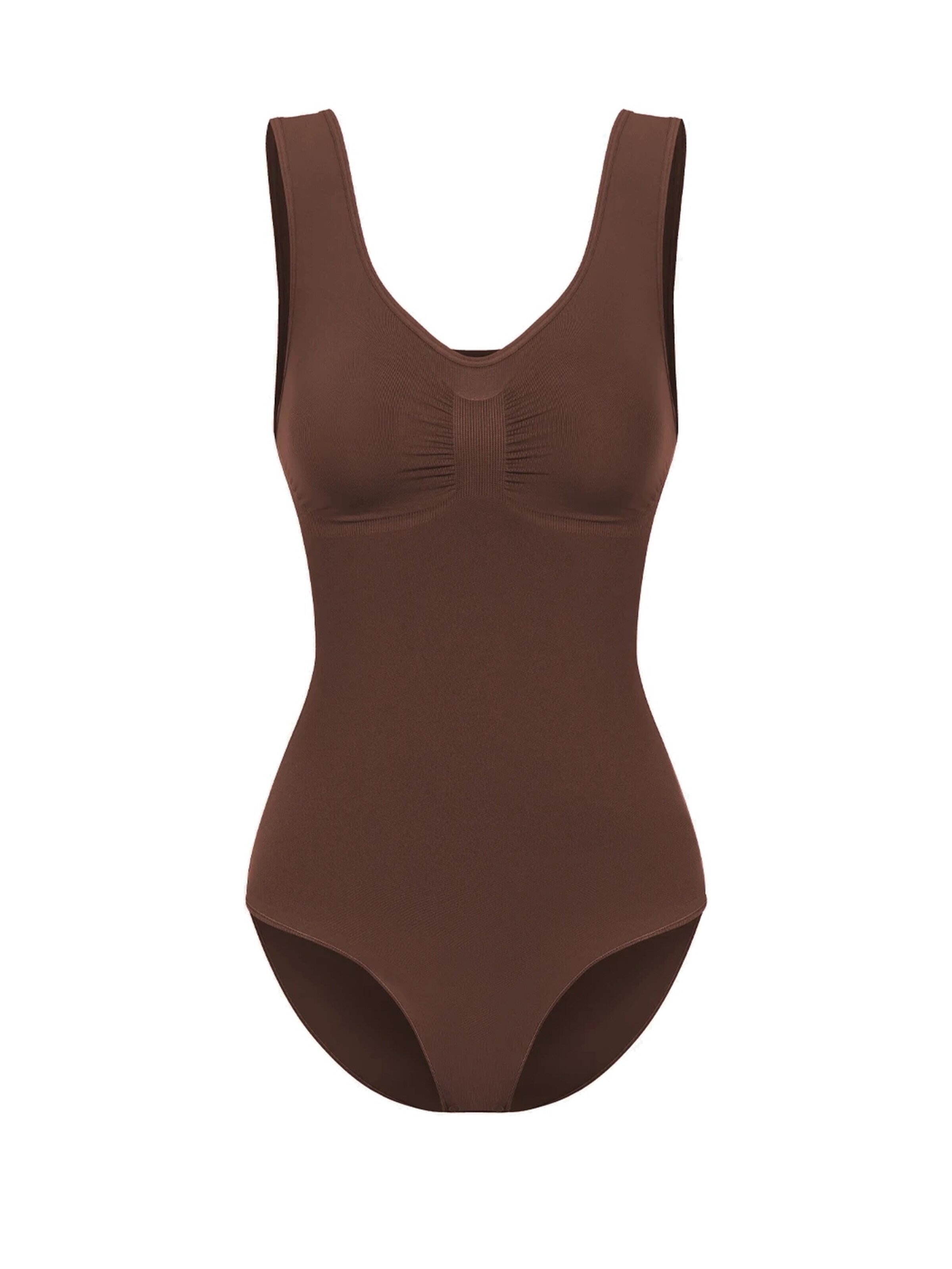 cfab (formerly creamy fabrics) Shapingbody 'Tank Bodysuit Sculpting Shapewear mit Slip' in Bruin: voorkant