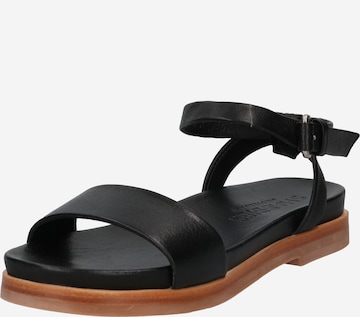 SHABBIES AMSTERDAM Strap Sandals in Black: front