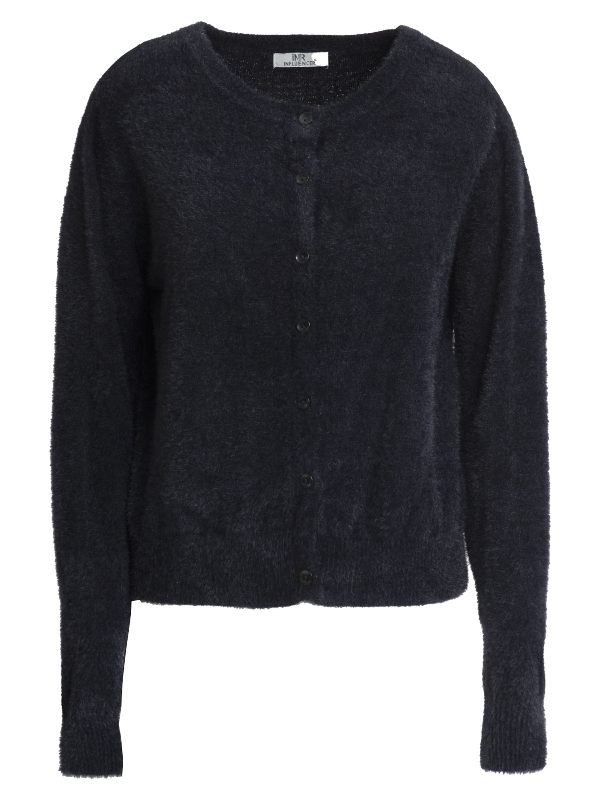 Influencer Kardigán 'Fluffy' - Čierna: predná strana