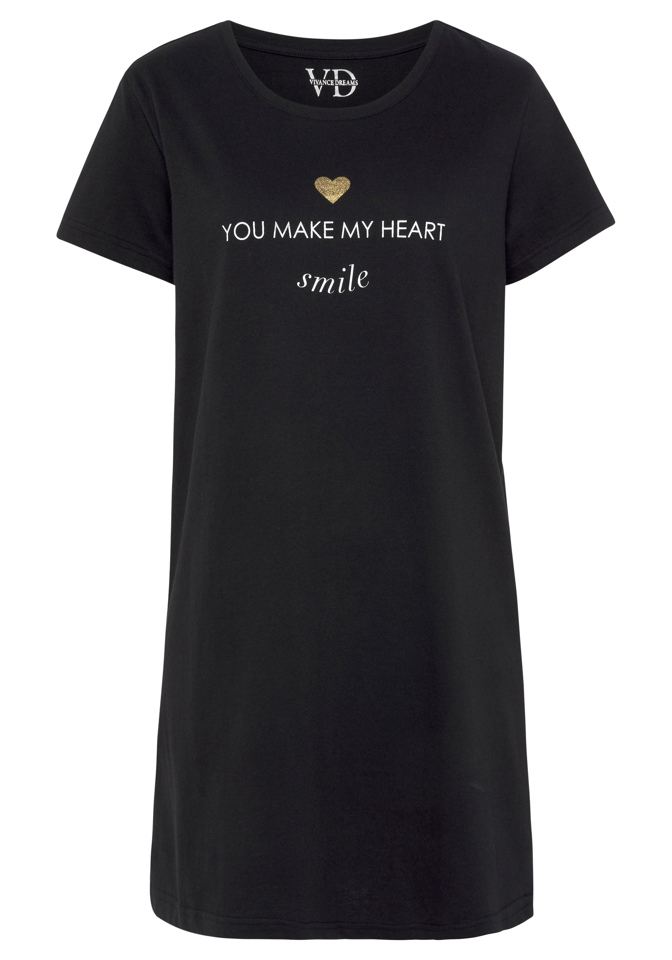 VIVANCE Nočná košieľka 'Dreams' - Čierna: predná strana