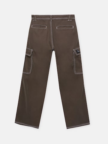 Wide Leg Pantalon cargo Pull&Bear en marron