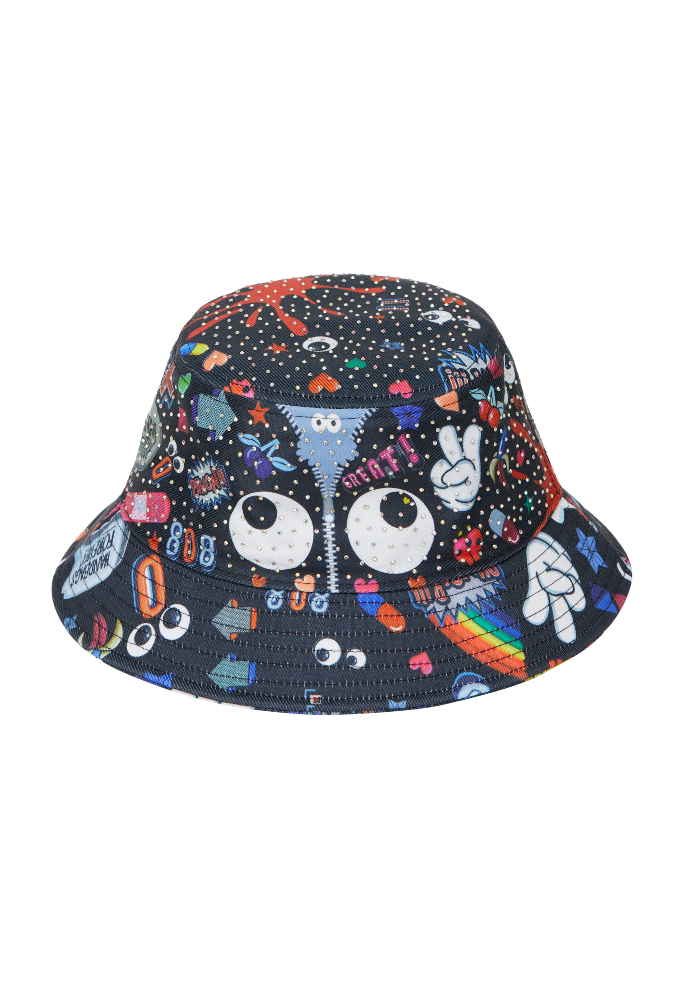 MYMO Klobouk 'Pop Eyetheme' - světlemodrá / jasně červená / černá / bílá, Produkt