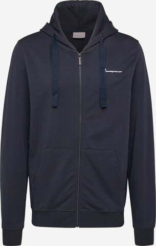 KnowledgeCotton Apparel Zip-Up Hoodie in Black: front