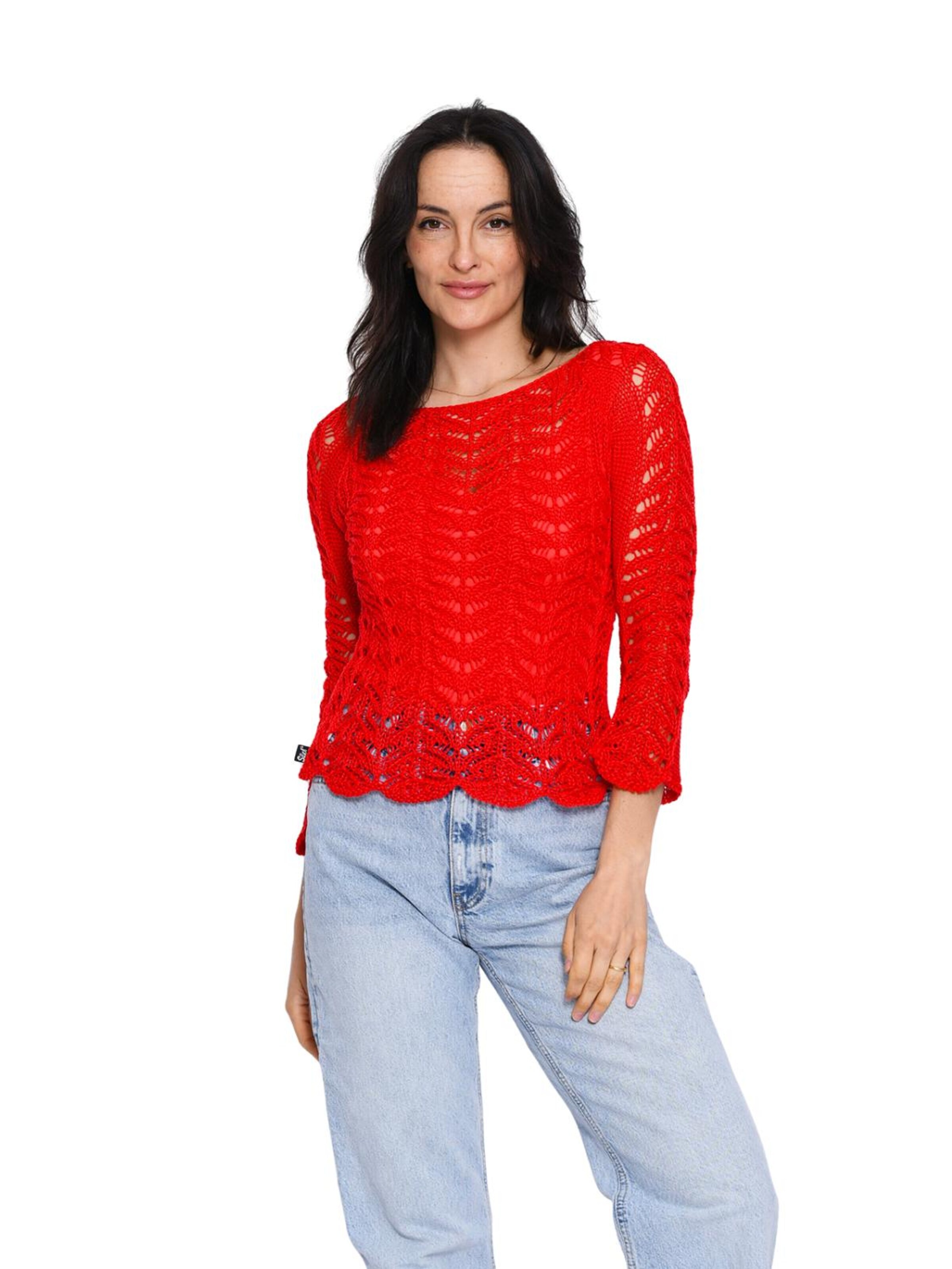 Süel knitwear - Top de punto 'Twin Lace' en rojo
