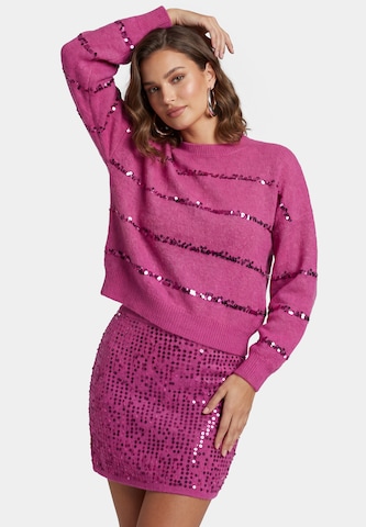 Pull-over 'Festive' faina en rose : devant