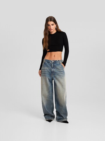 Wide Leg Jean Bershka en bleu