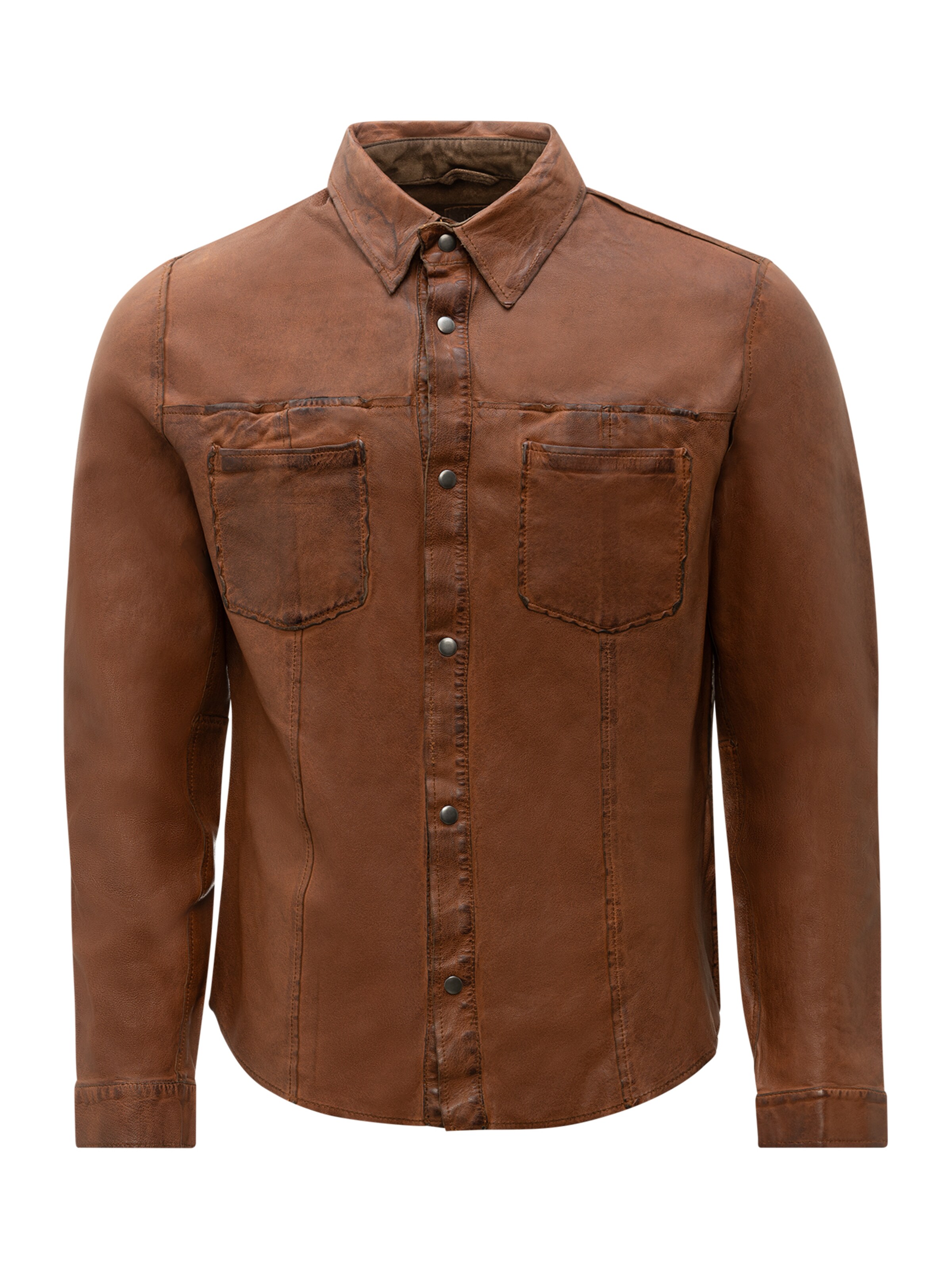 RICANO - Ajuste estrecho Camisa 'Das Reverse' en marrón: frente