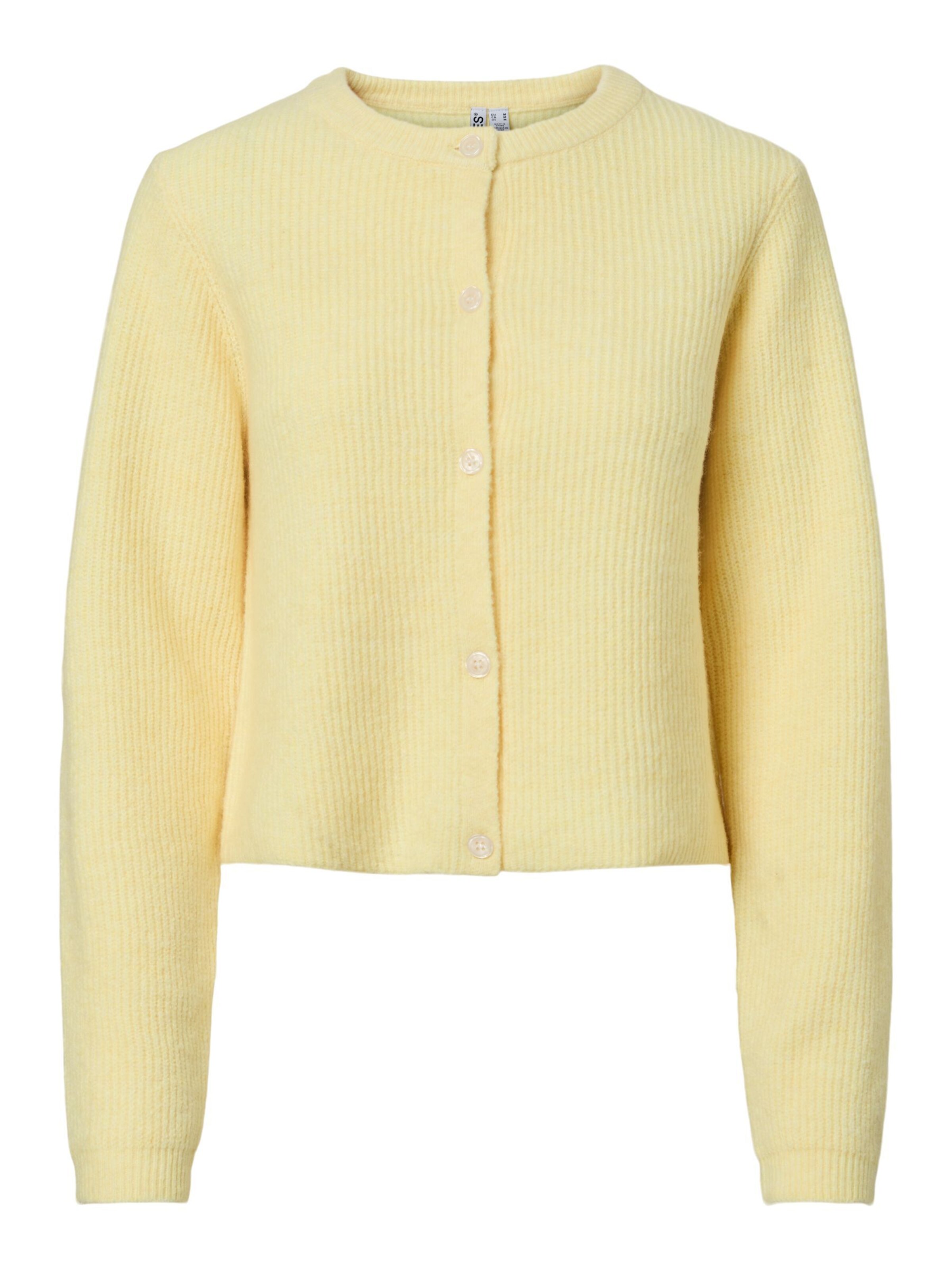 PIECES Knit Cardigan 'PCSilly' in Yellow: front