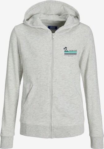 Jack & Jones Junior Zip-Up Hoodie in Grey: front