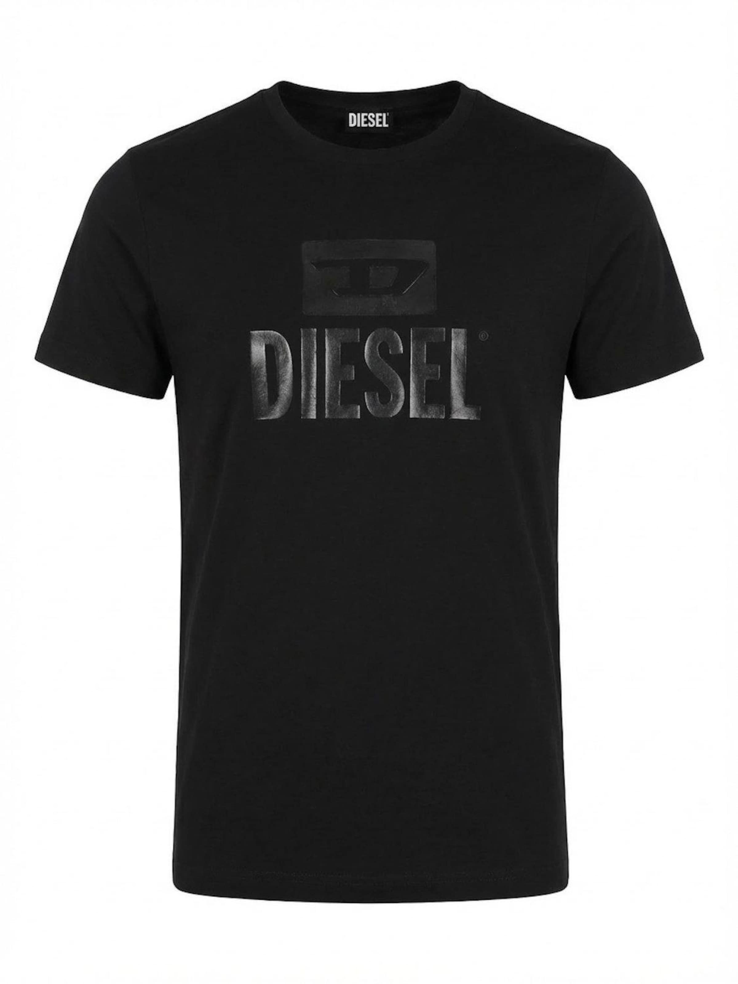 Maglietta 'T-Diego Tone On Tone' di DIESEL in nero: frontale