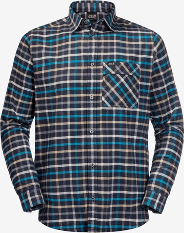 JACK WOLFSKIN Regular fit Athletic Button Up Shirt in Blue: front