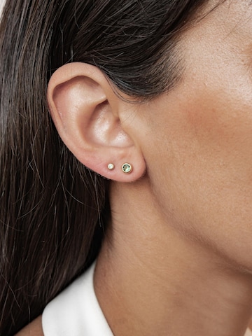 Orecchini 'Emerald Bezel Cubic Zirconia' di Hey Happiness in oro: frontale
