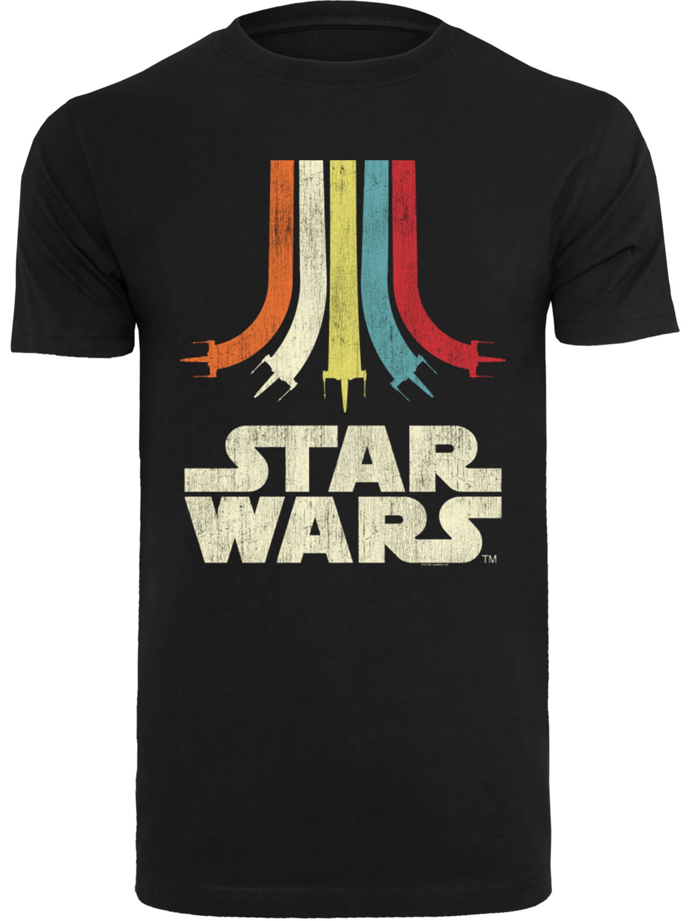 Maglietta 'Star Wars Retro Rainbow' di F4NT4STIC in nero: frontale