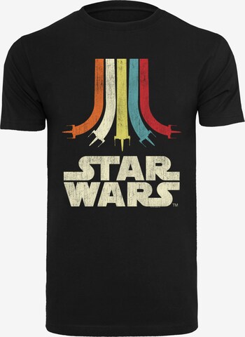 Maglietta 'Star Wars Retro Rainbow Regenbogen' di F4NT4STIC in nero: frontale