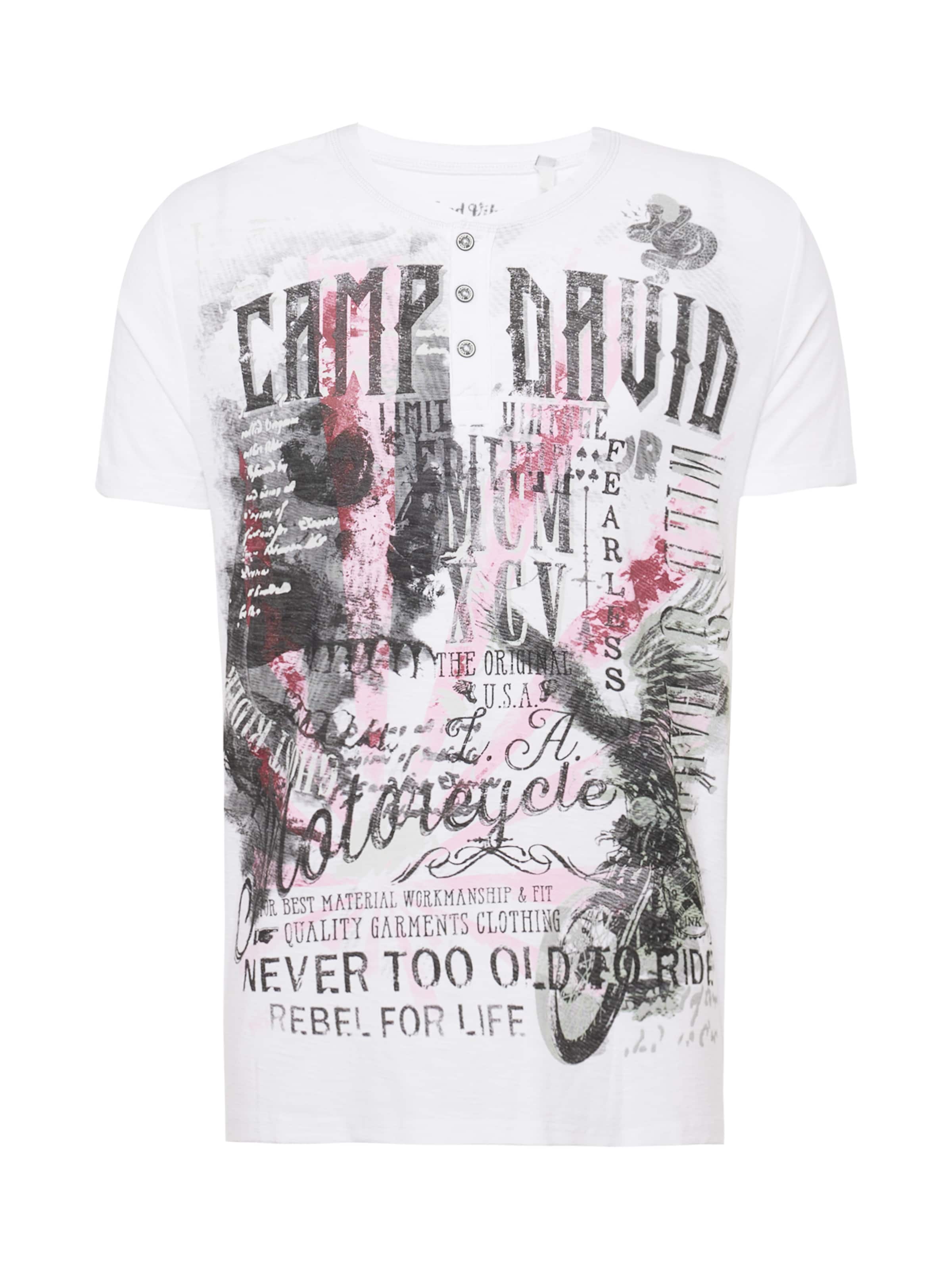balta CAMP DAVID Marškinėliai 'Road Rebel': priekis