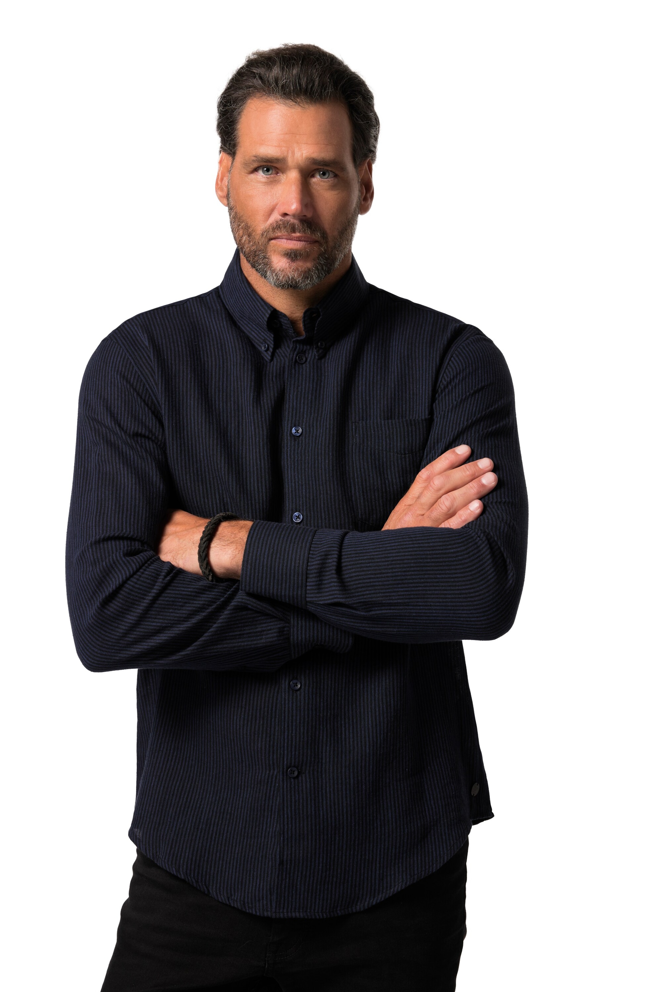 JP1880 Regular fit Overhemd in Zwart: voorkant