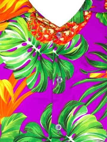 King Kameha Shirt 'Pineapple Leaves' in Purple