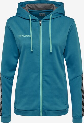 Hummel Athletic Zip-Up Hoodie 'Poly' in Blue: front