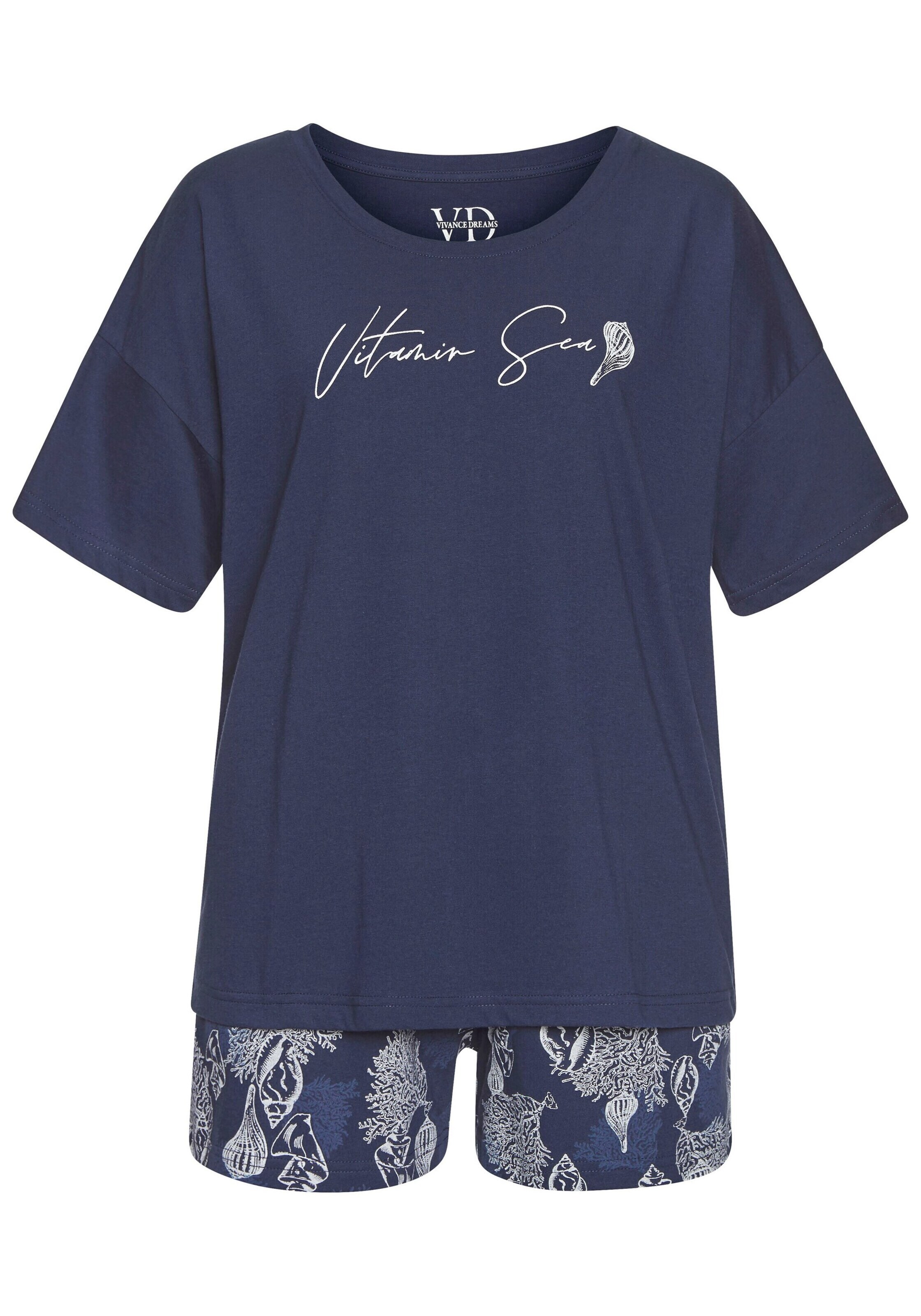 VIVANCE Kort pyjamas i blå: framsida