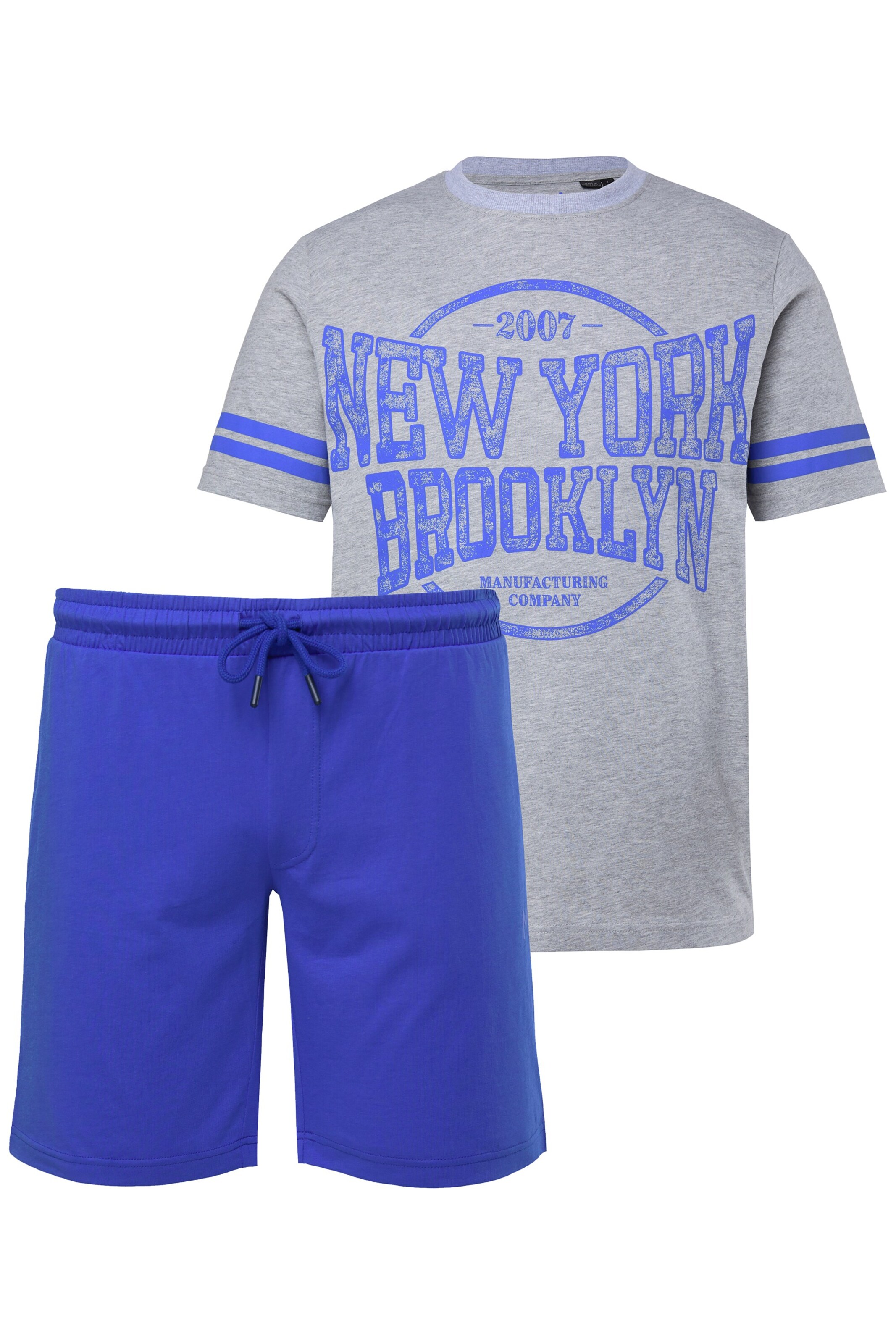 Men Plus Pyjama kort in Blauw: voorkant