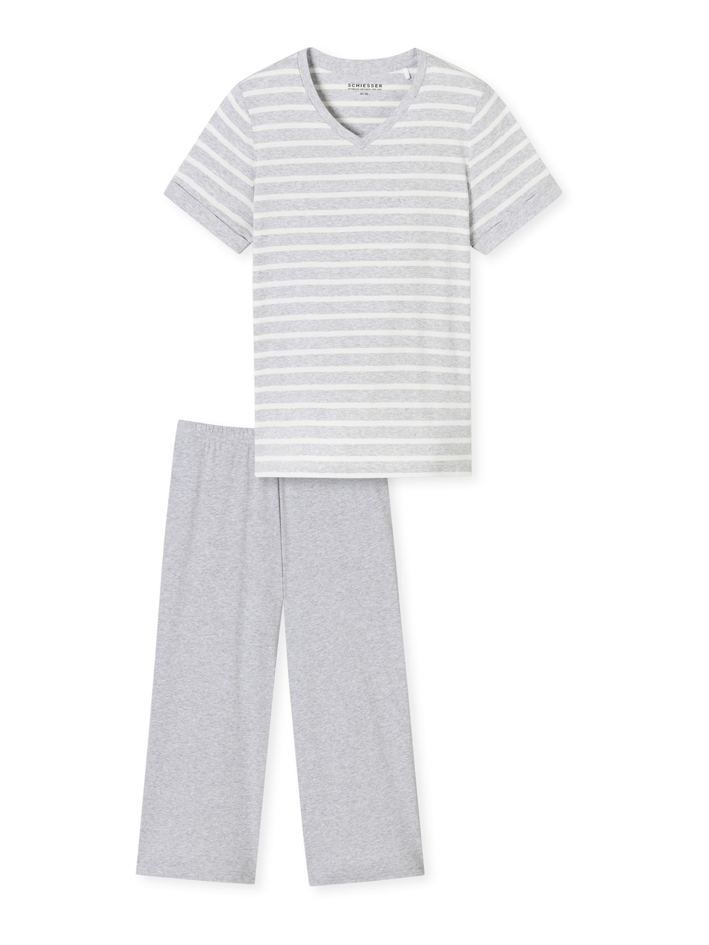 SCHIESSER - Pijama de pantalón corto 'Casual Essentials ' en gris: frente