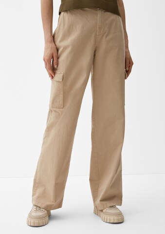 Wide Leg Pantalon cargo s.Oliver en beige : devant