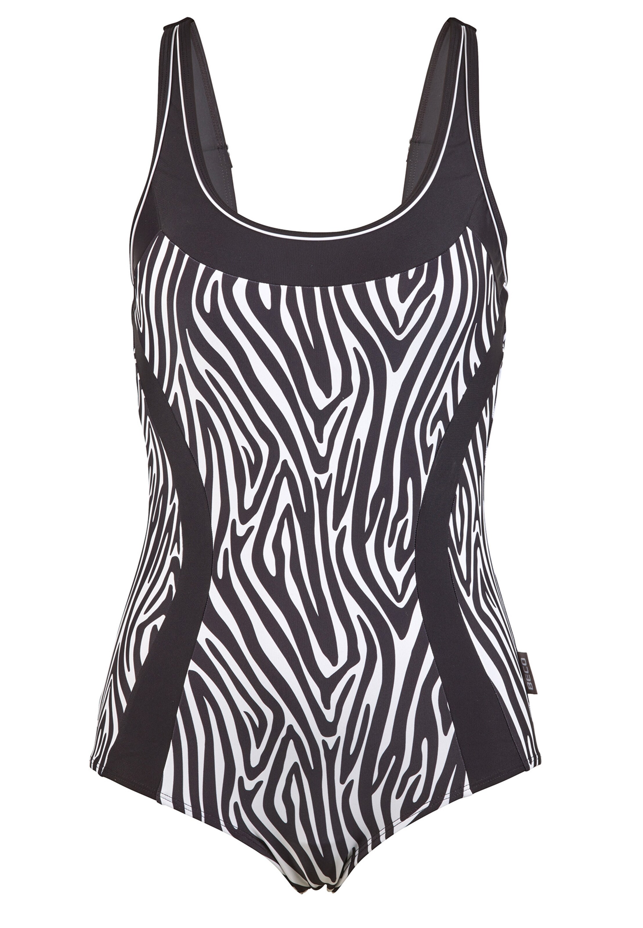 BECO the world of aquasports Bustier Badeanzug 'Zebra Vibes' in Schwarz: Vorderseite