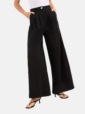 Friends Like These - Pierna ancha Pantalón plisado en negro: frente