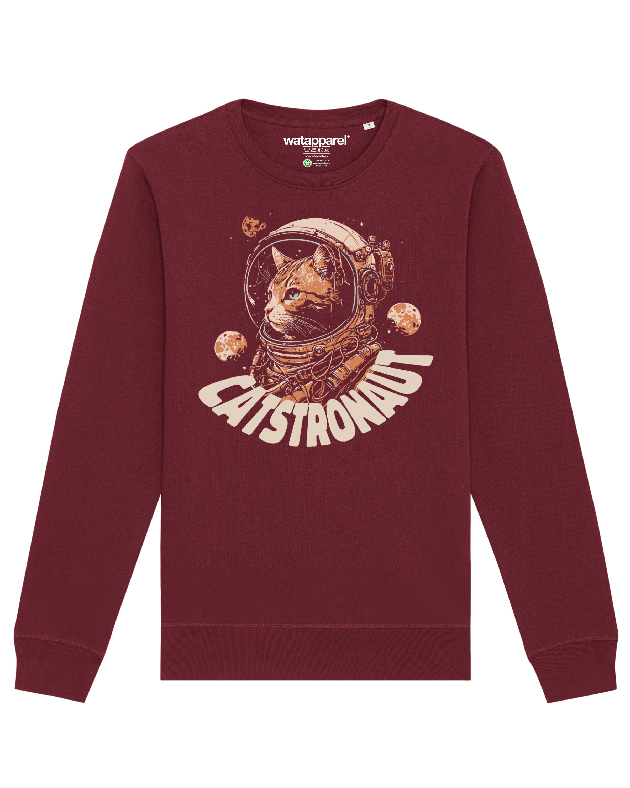 Watapparel Sweatshirt 'Catstronaut' in Rot: Vorderseite