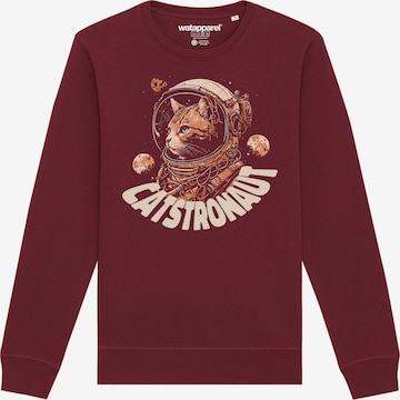 Watapparel Sweatshirt 'Catstronaut' in Rot: Vorderseite