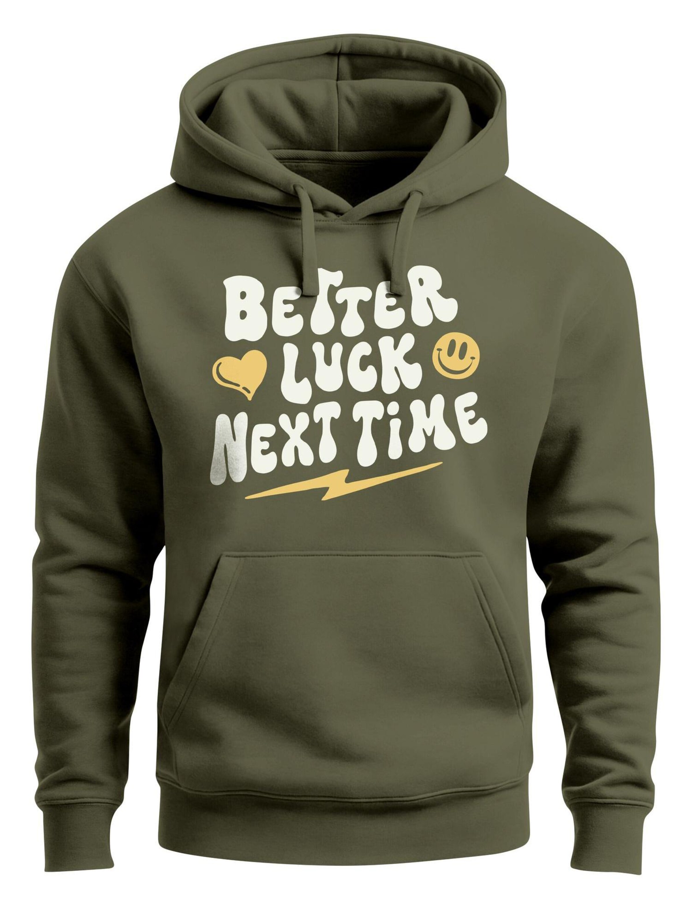 Neverless Sweatshirt 'better luck next time' in Green: front
