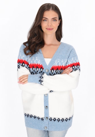 Cardigan oversize usha BLUE LABEL en blanc : devant