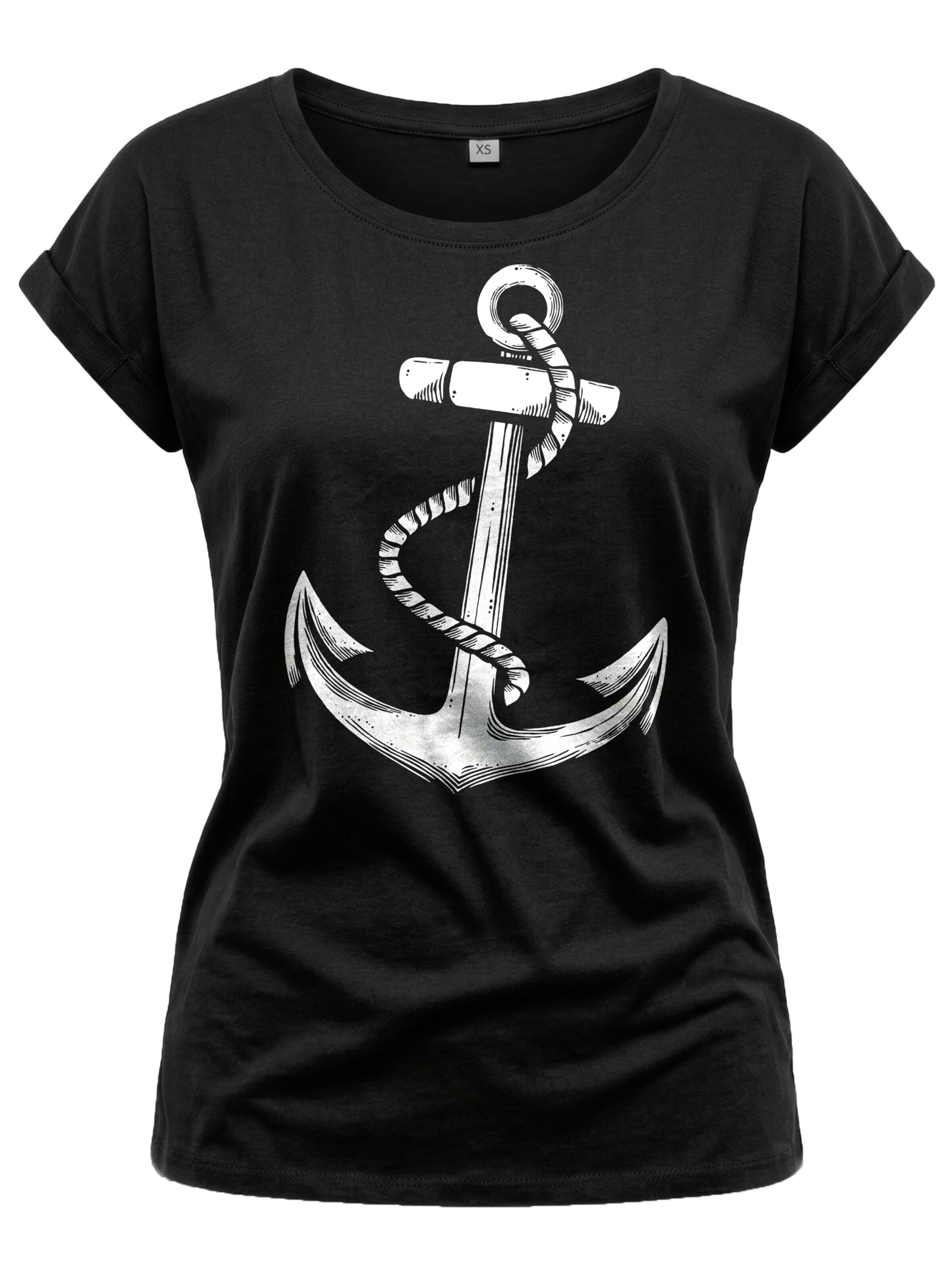 MAKAYA Shirt 'Anker'‌‌‌ in Schwarz: Vorderseite