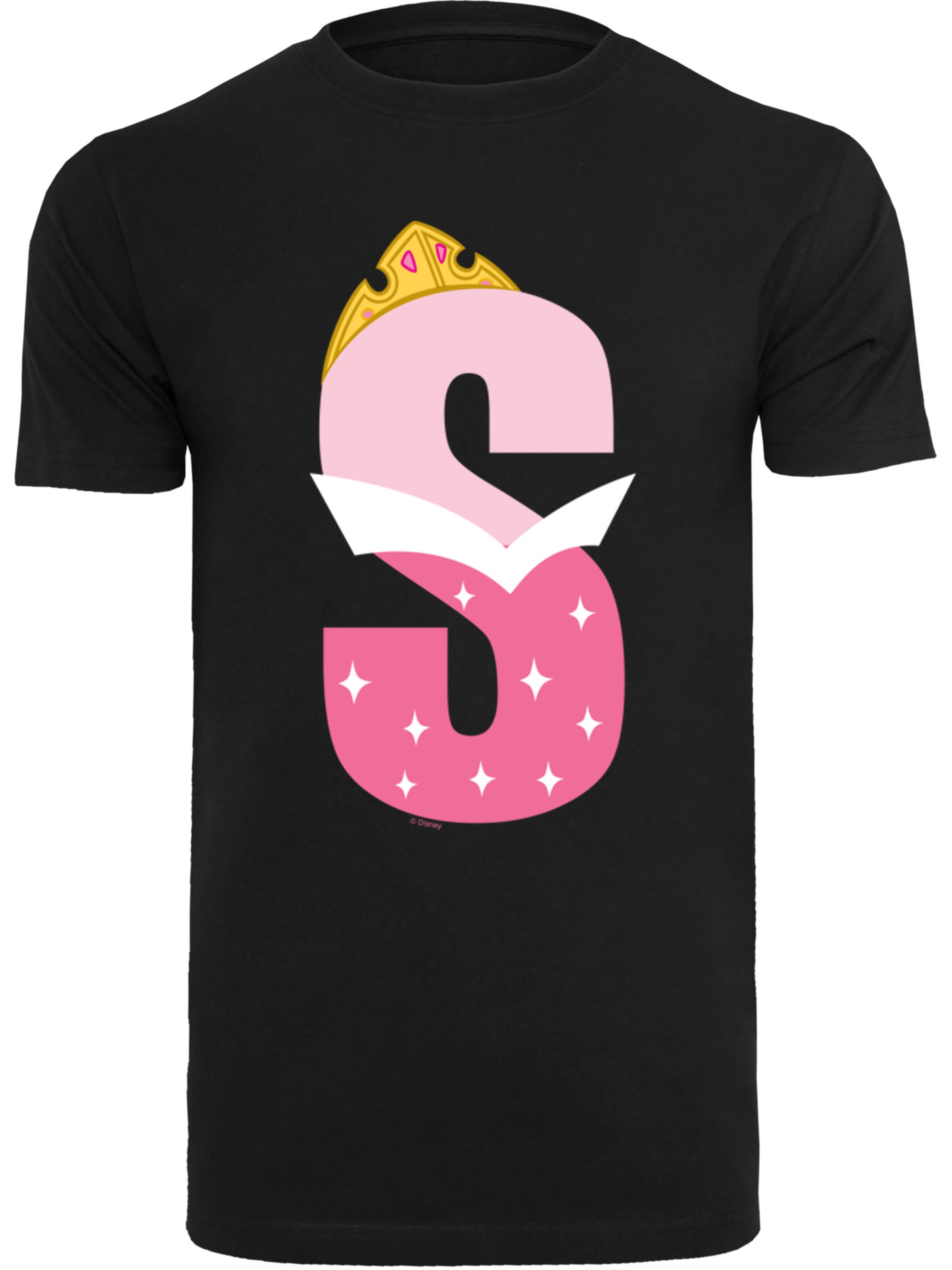 F4NT4STIC Shirt 'Disney Alphabet S Is For Sleeping Beauty' in Black: front