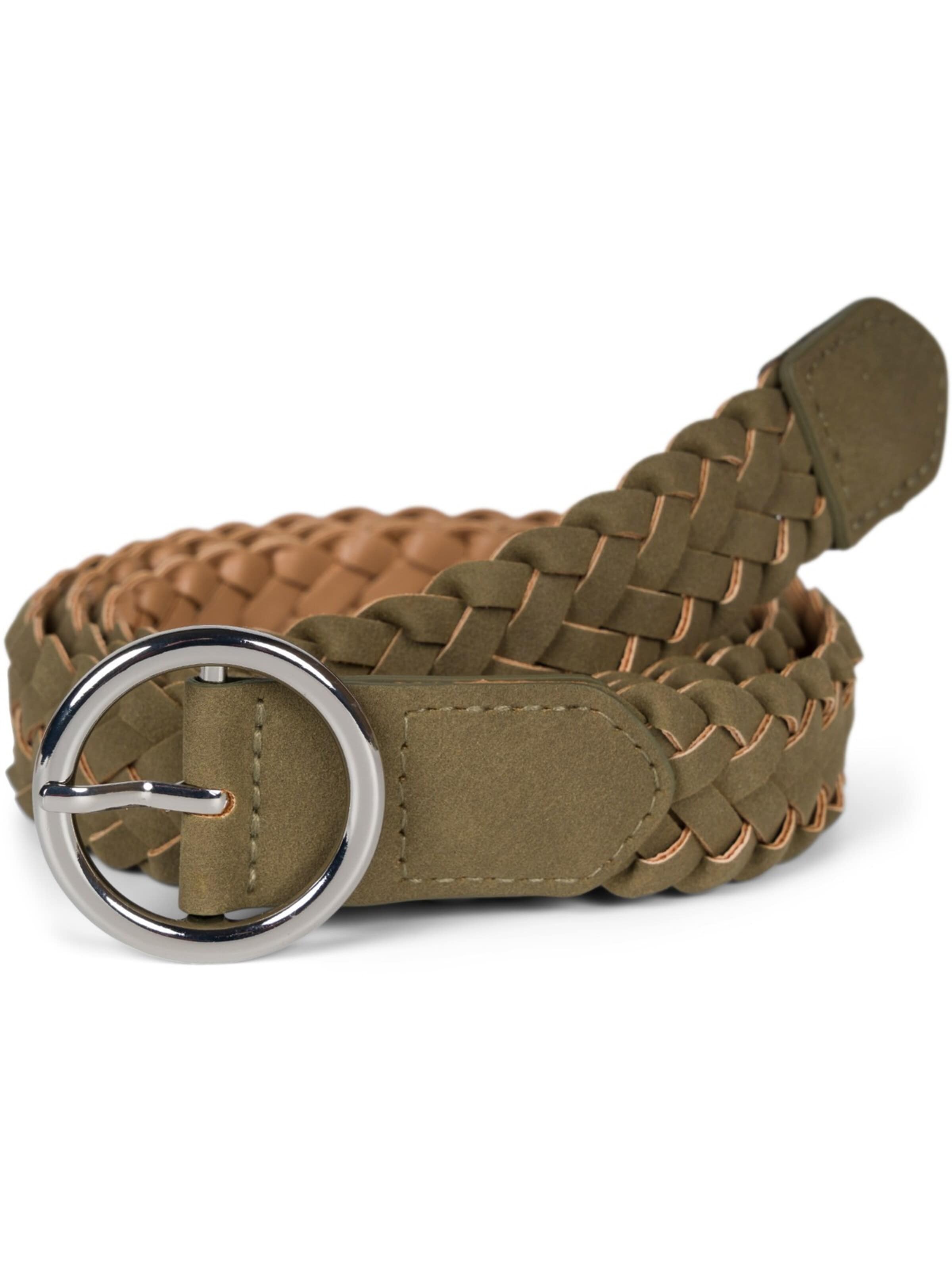 styleBREAKER Belt 'Schmaler Flechtgürtel' in Green: front