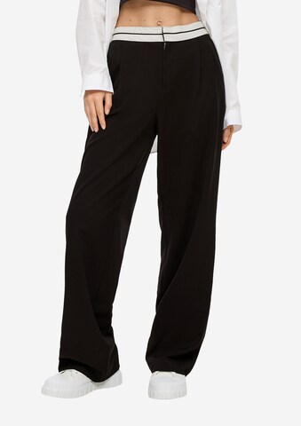 Wide leg Pantaloni di QS in nero: frontale